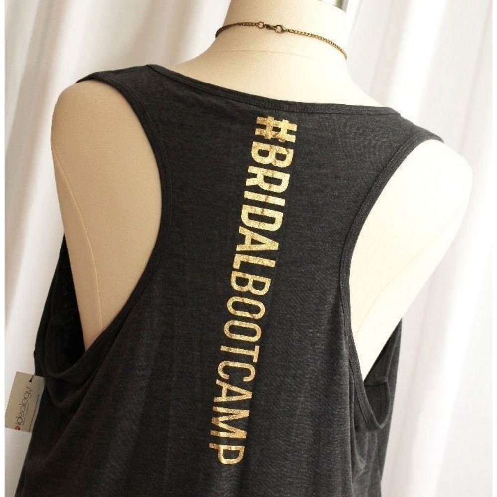 Brand New‎ Ideology Gray Bridal Party Tank Top  Size 3X Gold Letters Shirt